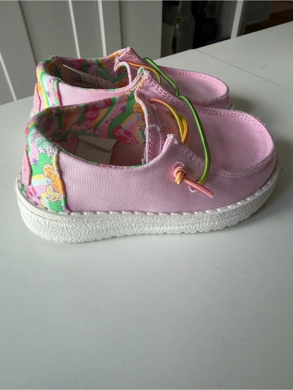 My Little Pony Hey Dude Kids' Pink Canvas Slip-On Sneakers with Multicolor Trim
